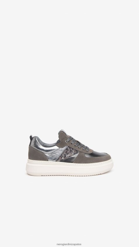 calzado mujer NeroGiardini ZP6Z6P35 arte. Zapatillas i308432d de piel y ante. cemento