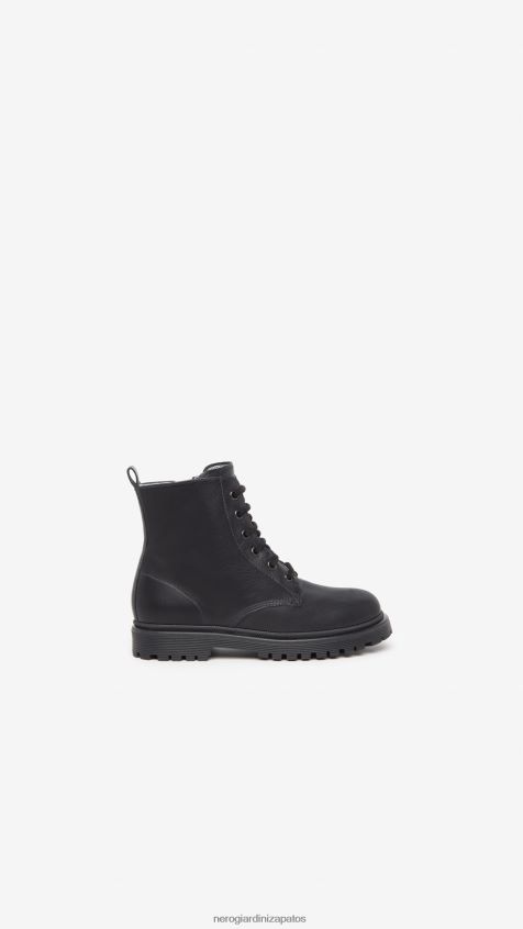 calzado chica NeroGiardini ZP6Z6P434 arte. botas militares de cuero para niños i327552f Nerón